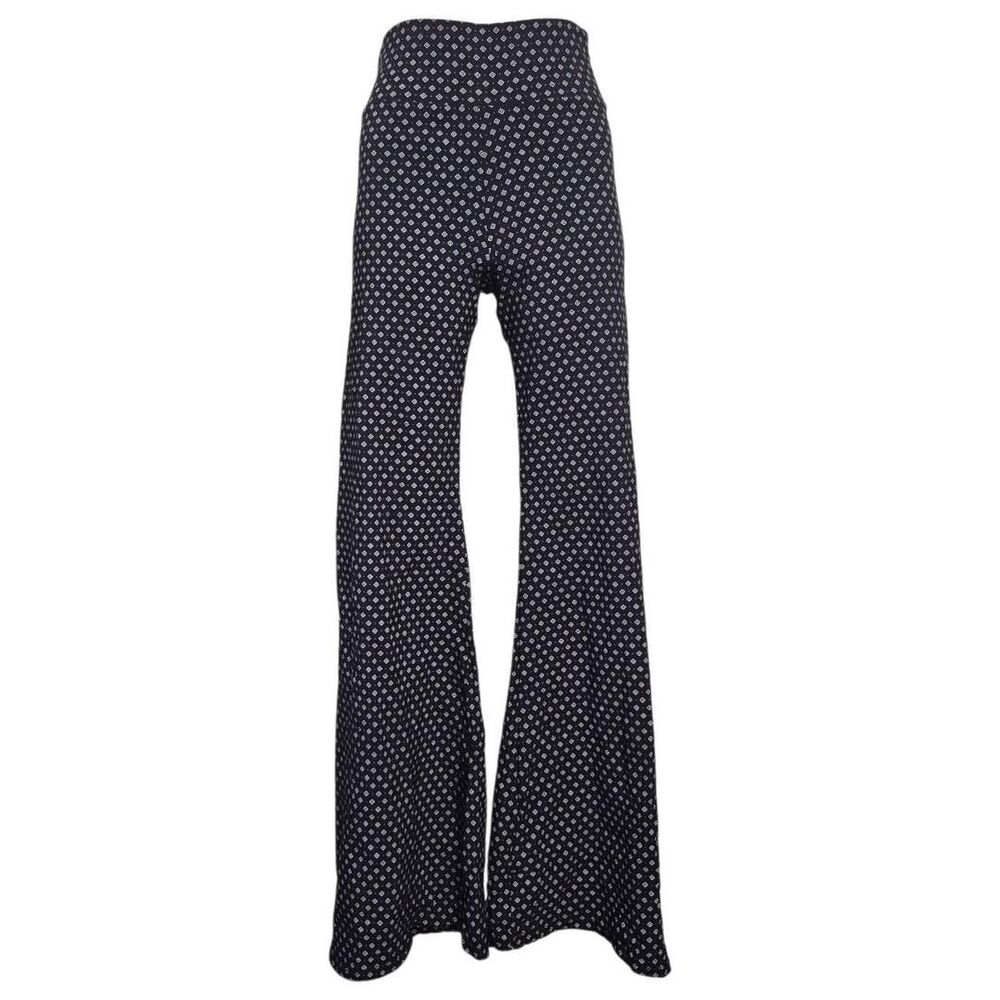 Vamp Vintage Black Patterned Flare Pants Corporate Goth 90s/Y2K Size Medium